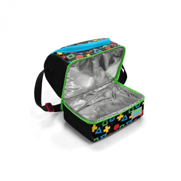 CORAL HIGH 37207 KIDS SİYAH LETS PLAY DESENLİ THERMO İKİ KATLI  BESLENME ÇANTASI