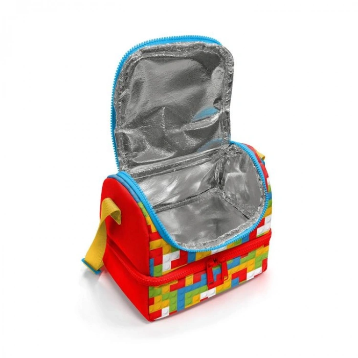 CORAL HIGH 37216 KIDS RENKLİ BLOK DESENLİ THERMO İKİ KATLI  BESLENME ÇANTASI
