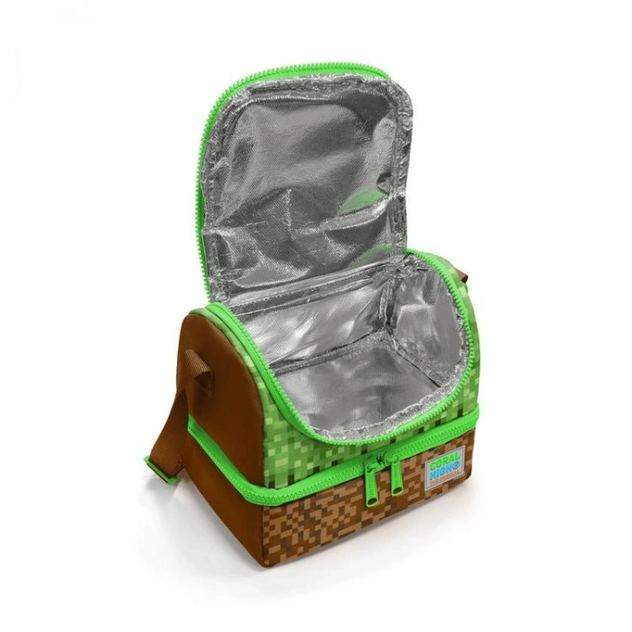 CORAL HIGH 37217 KIDS YEŞİL KAHVERENGİ HIGH CRAFT DESENLİ THERMO İKİ KATLI  BESLENME ÇANTASI