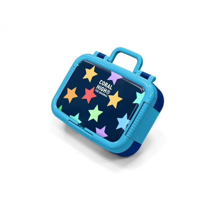 CORAL HIGH 39109 KIDS LACİVERT RENKLİ YILDIZ DESENLİ 2 BÖLMELİ PASLANMAZ ÇELİK YEMEK KABI