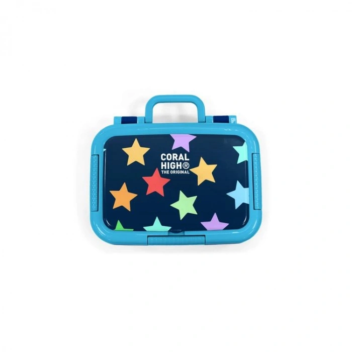 CORAL HIGH 39109 KIDS LACİVERT RENKLİ YILDIZ DESENLİ 2 BÖLMELİ PASLANMAZ ÇELİK YEMEK KABI