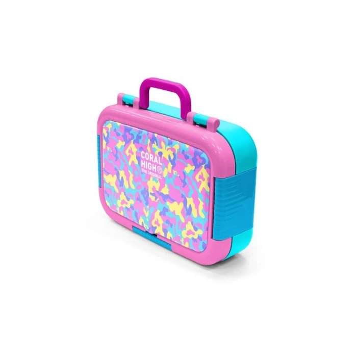 CORAL HIGH 39101 KIDS PEMBE SARI LAVANTA KAMUFLAJ DESENLİ 2 BÖLMELİ PASLANMAZ ÇELİK YEMEK KABI
