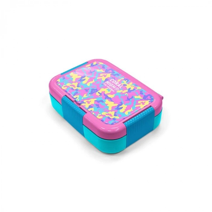 CORAL HIGH 39101 KIDS PEMBE SARI LAVANTA KAMUFLAJ DESENLİ 2 BÖLMELİ PASLANMAZ ÇELİK YEMEK KABI