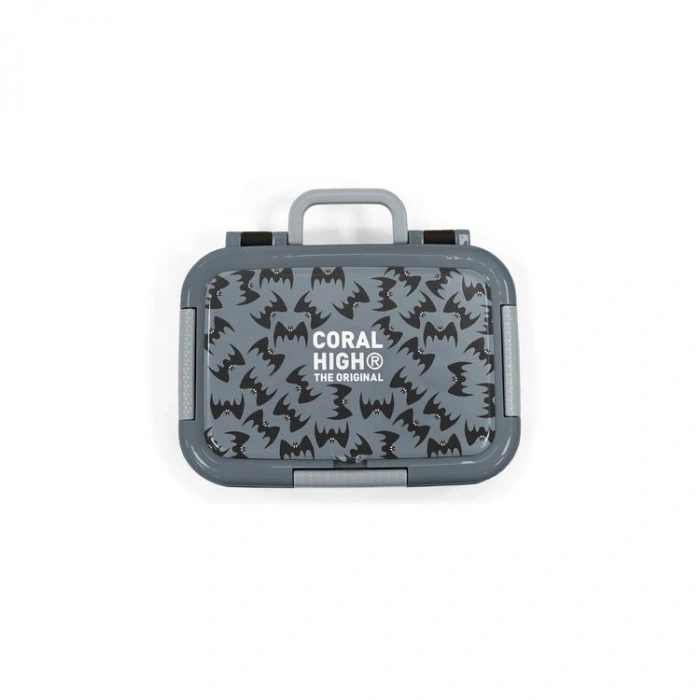 CORAL HIGH 39144 KIDS SİYAH GRİ YARASA DESENLİ 2 BÖLMELİ PASLANMAZ ÇELİK YEMEK KABI