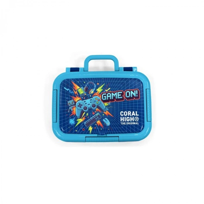CORAL HIGH 39151 KIDS LACİVERT GAME DESENLİ 2 BÖLMELİ PASLANMAZ ÇELİK YEMEK KABI