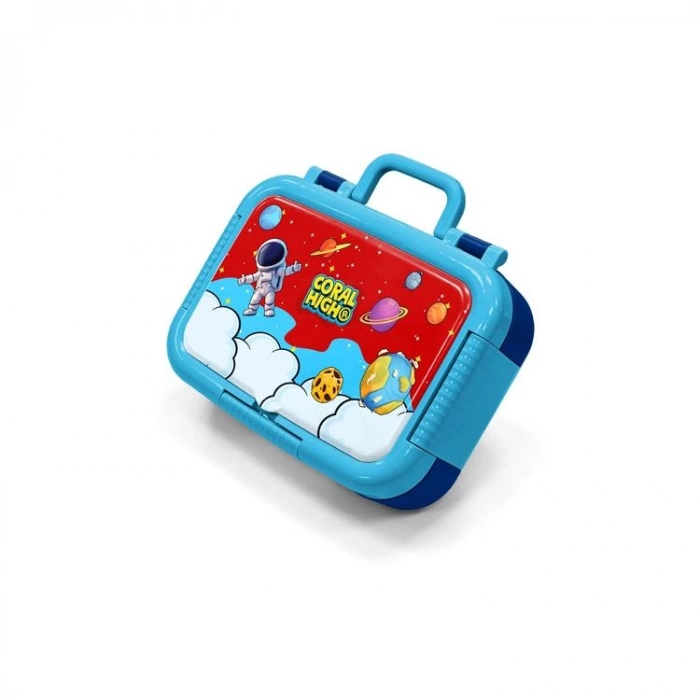CORAL HIGH 39145 KIDS KIRMIZI MAVİ ASTRONOT UZAY DESENLİ 2 BÖLMELİ PASLANMAZ ÇELİK YEMEK KABI