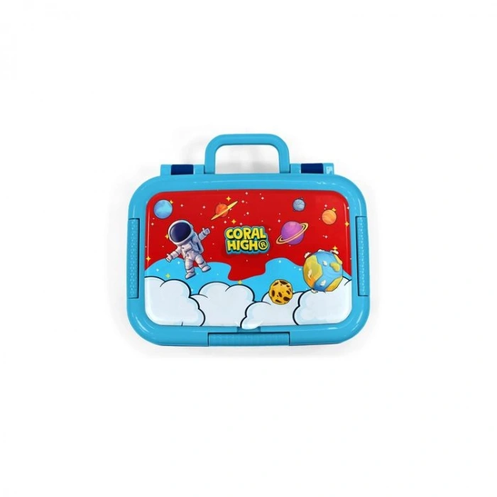 CORAL HIGH 39145 KIDS KIRMIZI MAVİ ASTRONOT UZAY DESENLİ 2 BÖLMELİ PASLANMAZ ÇELİK YEMEK KABI