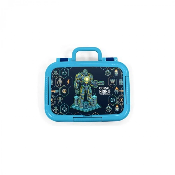CORAL HIGH 39146 KIDS LACİVERT ROBOT DESENLİ 2 BÖLMELİ PASLANMAZ ÇELİK YEMEK KABI