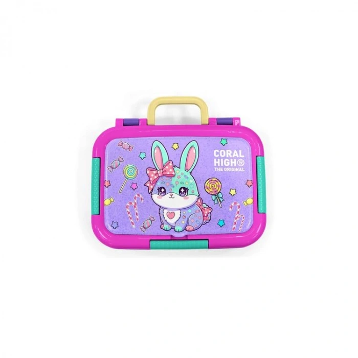 CORAL HIGH 39155 KIDS MİLKA SU YEŞİLİ TAVŞAN DESENLİ 2 BÖLMELİ PASLANMAZ ÇELİK YEMEK KABI