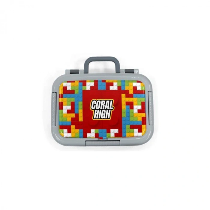 CORAL HIGH 39283 KIDS RENKLİ BLOK DESENLİ 2 BÖLMELİ PASLANMAZ ÇELİK YEMEK KABI