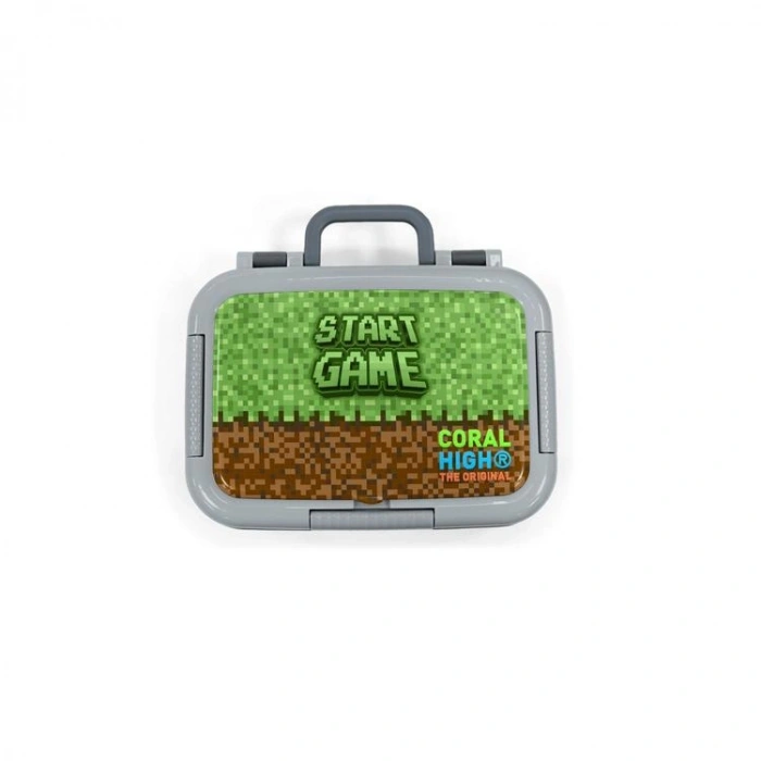 CORAL HIGH 39284 KIDS YEŞİL KAHVERENGİ HIGH CRAFT DESENLİ 2 BÖLMELİ PASLANMAZ ÇELİK YEMEK KABI