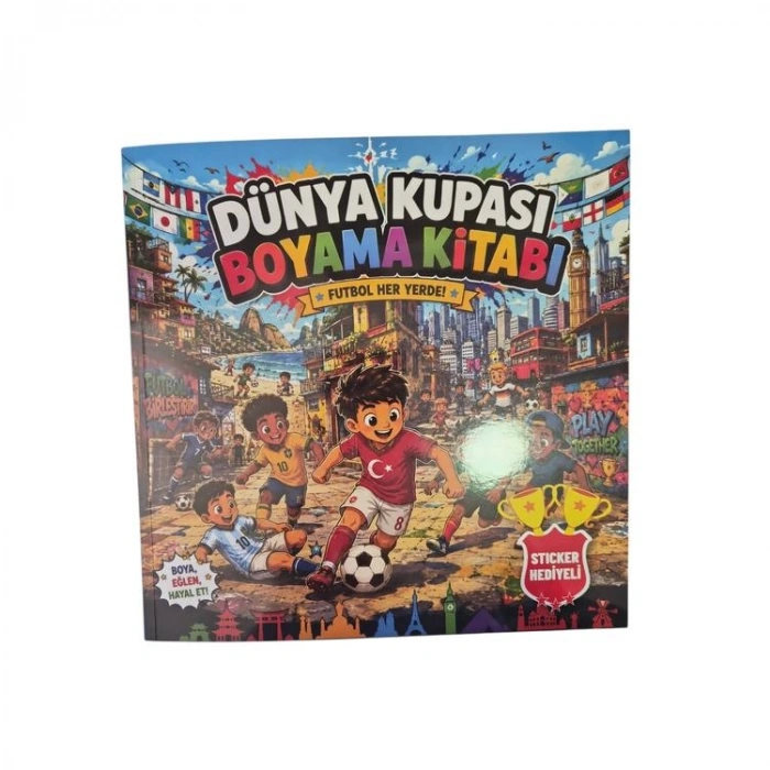 LİLAMOR 22X22 cm DÜNYA KUPASI STICKERLI BOYAMA SETİ 48 SAYFA