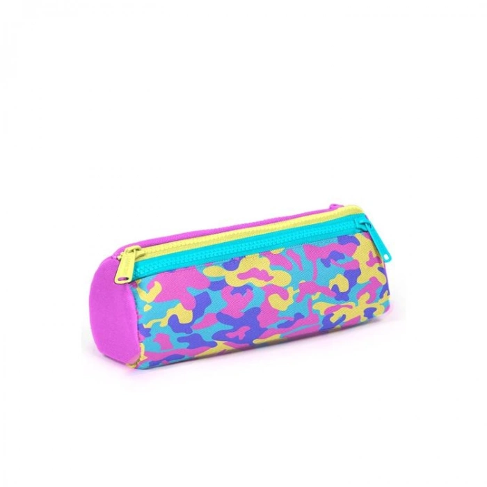 CORAL HIGH 31001 PEMBE SARI LAVANTA KAMUFLAJ DESENLİ ÜÇ BÖLMELİ KALEM ÇANTASI