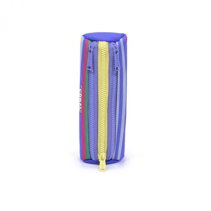 CORAL HIGH 31002 MİLKA GRİ SARI ÇİZGİ DESENLİ ÜÇ BÖLMELİ KALEM ÇANTASI