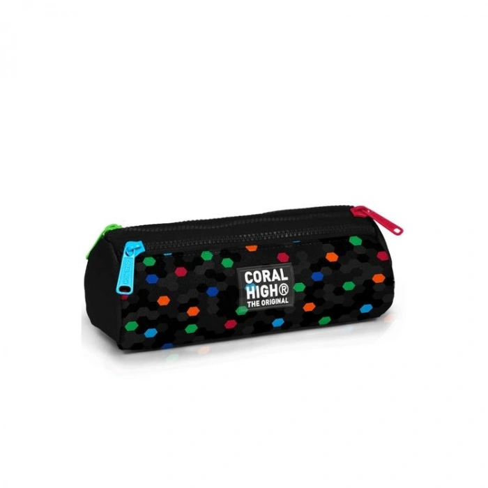 CORAL HIGH 31010 SİYAH RENKLİ PETEK DESENLİ ÜÇ BÖLMELİ KALEM ÇANTASI