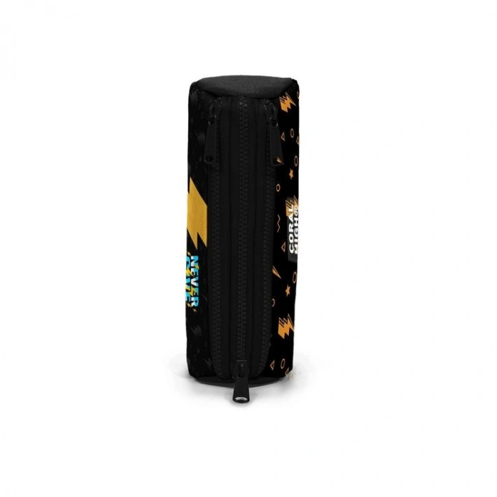 CORAL HIGH 31020 SİYAH NEVER GİVE UP DESENLİ ÜÇ BÖLMELİ KALEM ÇANTASI