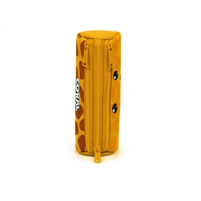 CORAL HIGH 31062 SARI ZÜRAFA DESENLİ ÜÇ BÖLMELİ KALEM ÇANTASI