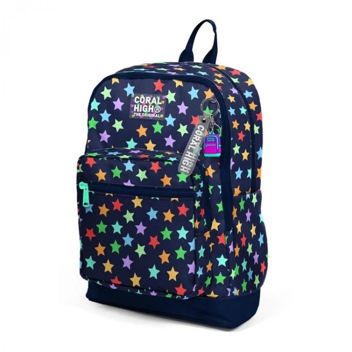 CORAL HIGH 33209 LACİVERT YILDIZ DESENLİ DÖRT BÖLMELİ SIRT ÇANTASI