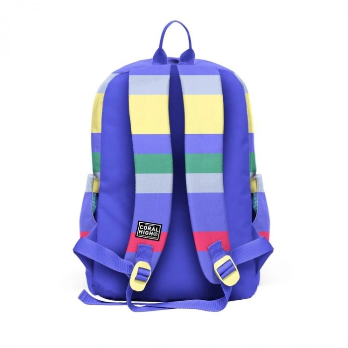 CORAL HIGH 33202 MOR SARI LAVANTA ÇİZGİ DESENLİ DÖRT BÖLMELİ SIRT ÇANTASI