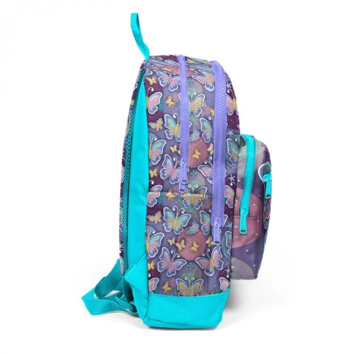 CORAL HIGH 33206 PASTEL RENKLİ KELEBEK DESENLİ DÖRT BÖLMELİ SIRT ÇANTASI