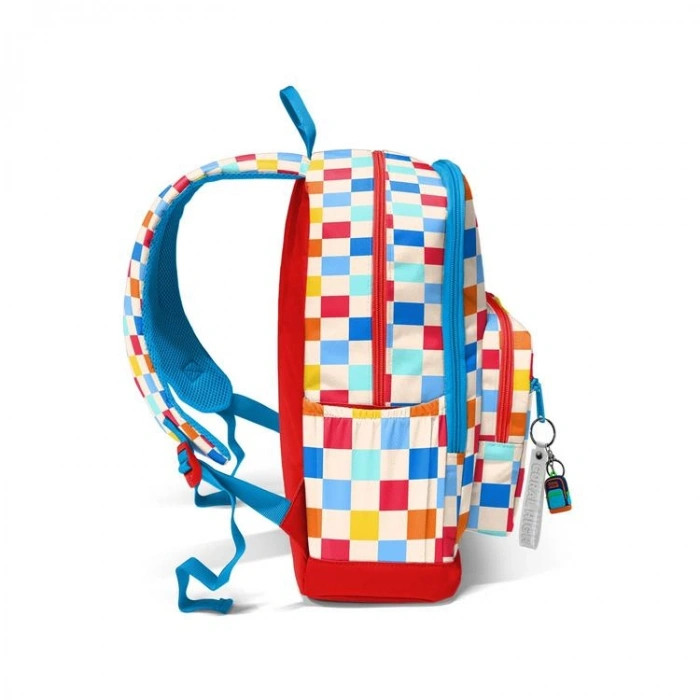 CORAL HIGH 33225 ÇOK RENKLİ DAMA DESENLİ DÖRT BÖLMELİ SIRT ÇANTASI