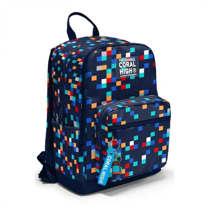 CORAL HIGH 33235 LACİVERT GEOMETRİK DESENLİ DÖRT BÖLMELİ SIRT ÇANTASI