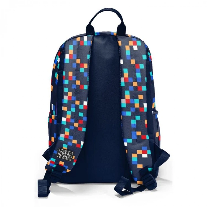 CORAL HIGH 33235 LACİVERT GEOMETRİK DESENLİ DÖRT BÖLMELİ SIRT ÇANTASI