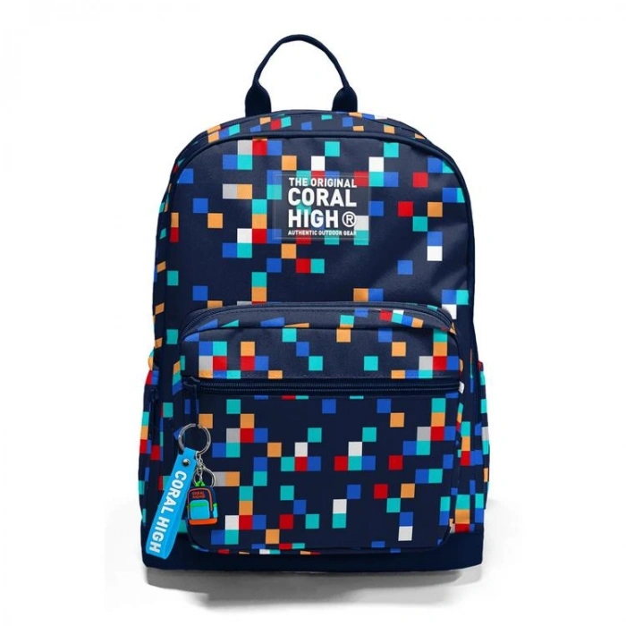 CORAL HIGH 33235 LACİVERT GEOMETRİK DESENLİ DÖRT BÖLMELİ SIRT ÇANTASI