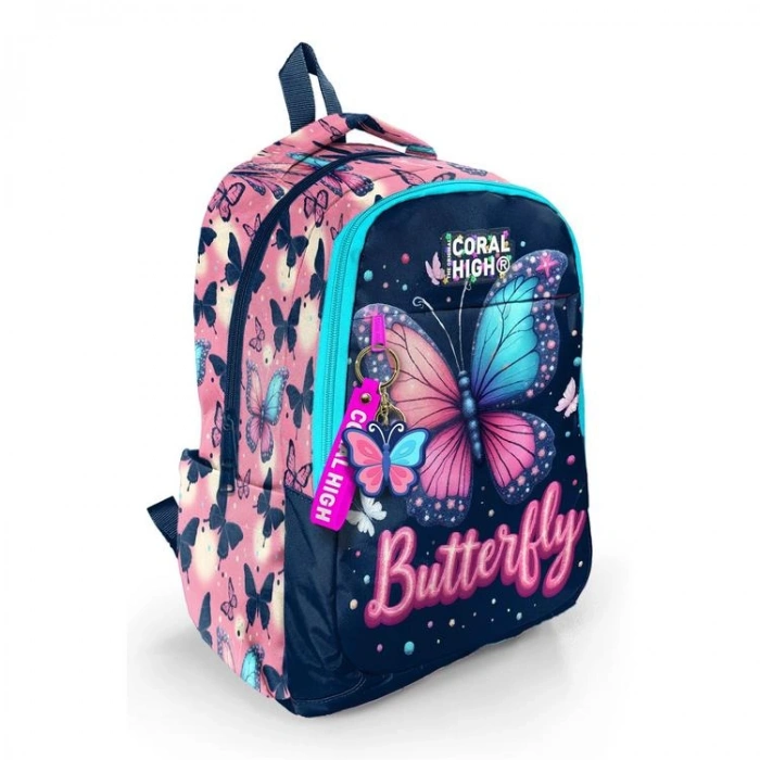 CORAL HIGH 33249 KELEBEK DESENLİ ÜÇ BÖLMELİ SIRT ÇANTASI