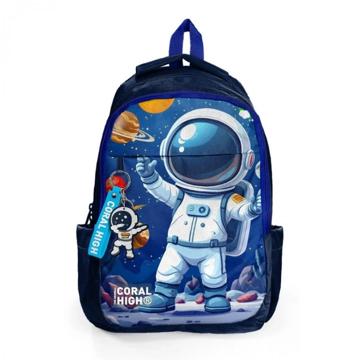 CORAL HIGH 33252 LACİVERT ASTRONOT DESENLİ ÜÇ BÖLMELİ SIRT ÇANTASI