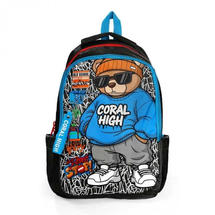 CORAL HIGH 33250 GRAFİTİ AYICIK DESENLİ ÜÇ BÖLMELİ SIRT ÇANTASI