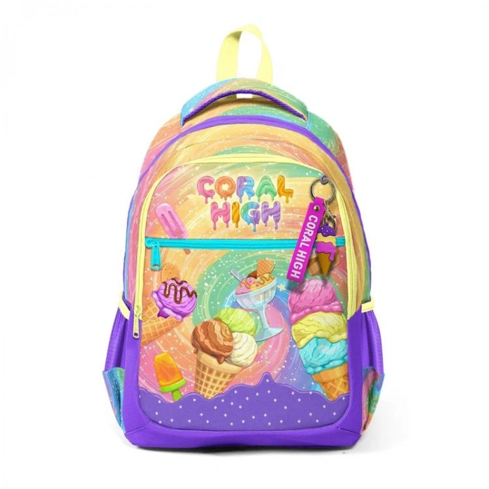 CORAL HIGH 33254 MİLKA DONDURMA DESENLİ ÜÇ BÖLMELİ SIRT ÇANTASI
