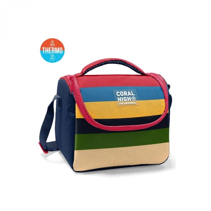 CORAL HIGH 37112 ÇOK RENKLİ ÇİZGİ DESENLİ THERMO BESLENME ÇANTASI