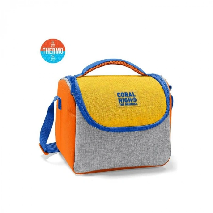 CORAL HIGH 37121 GRİ SARI DESENLİ THERMO BESLENME ÇANTASI