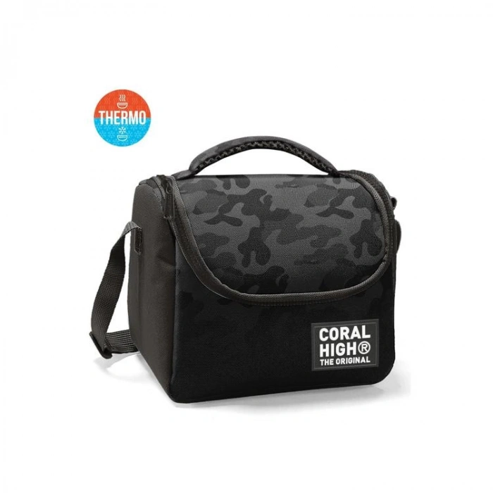 CORAL HIGH 37138 SİYAH KAMUFLAJ DESENLİ THERMO BESLENME ÇANTASI