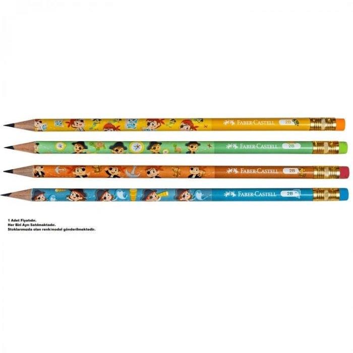 FABER CASTELL PIRATES SİLGİLİ YUVARLAK KURŞUN KALEM 2B 5244000088 - TEKLİ