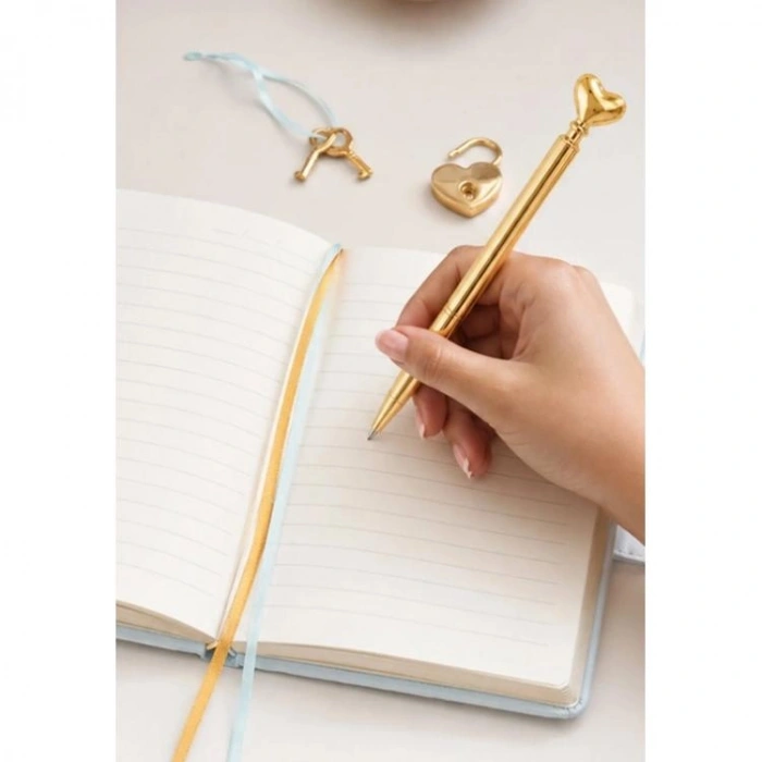 VICTORIAS JOURNALS 126-2755 HUSH HUSH KİLİTLİ KUTULU VE KALEMLİ 100gr.192YP.ÇİZGİLİ DEFTER  - MAVİ