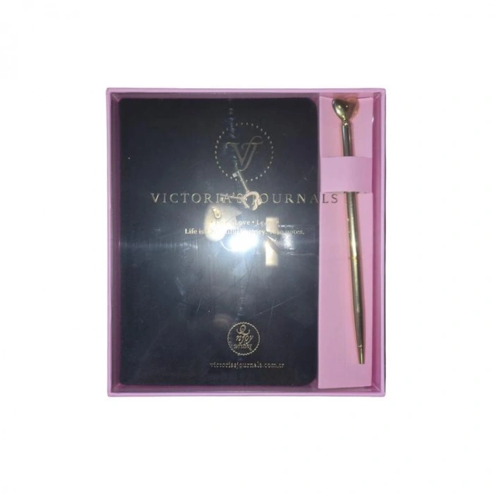 VICTORIAS JOURNALS 126-2759 HUSH HUSH KİLİTLİ KUTULU VE KALEMLİ 100gr.192YP.ÇİZGİLİ DEFTER  - SİYAH