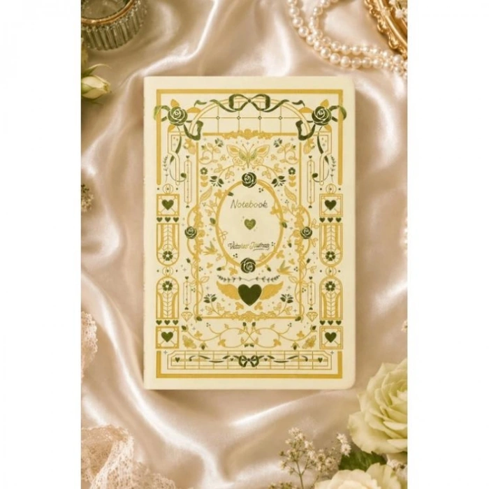 VICTORIAS JOURNALS 126-2641 AMOUR VEGAN DERİ SERT KAPAK A5 100gr.96YP.ÇİZGİLİ DEFTER  - SARI