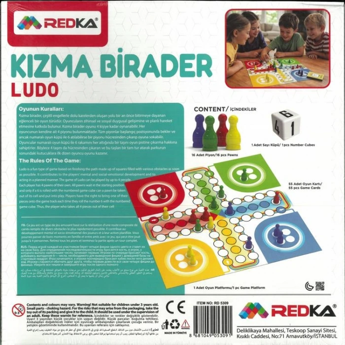 REDKA RD-5309  KIZMA BİRADER LUDO KUTU OYUNU 6+
