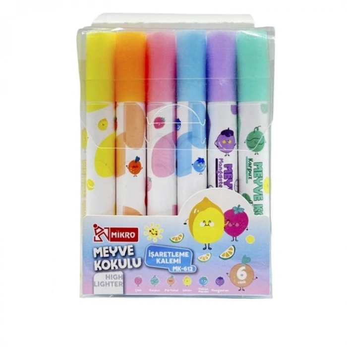 MİKRO MK-612 MEYVE KOKULU 6LI SET FOSFORLU KALEM