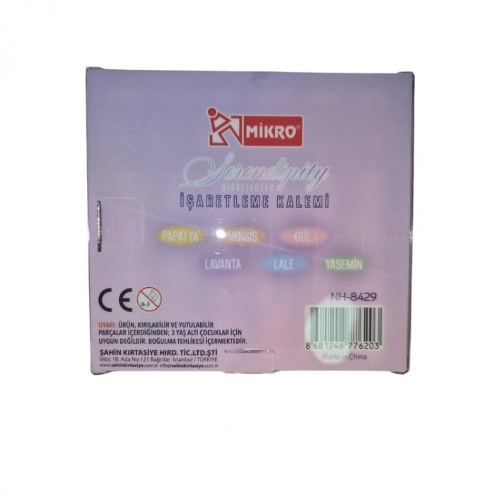 MİKRO NH-8429 FLORAL FRAGRANGE 6LI ÇİÇEK KOKULU RENKLİ FOSFORLU KALEM -TEKLİ