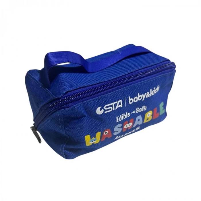 STA 893012 JUMBO KAŞELİ (MÜHÜRLÜ) KEÇELİ KALEM SETİ 12Lİ (RENK) BEZ TAŞIMA ÇANTALI