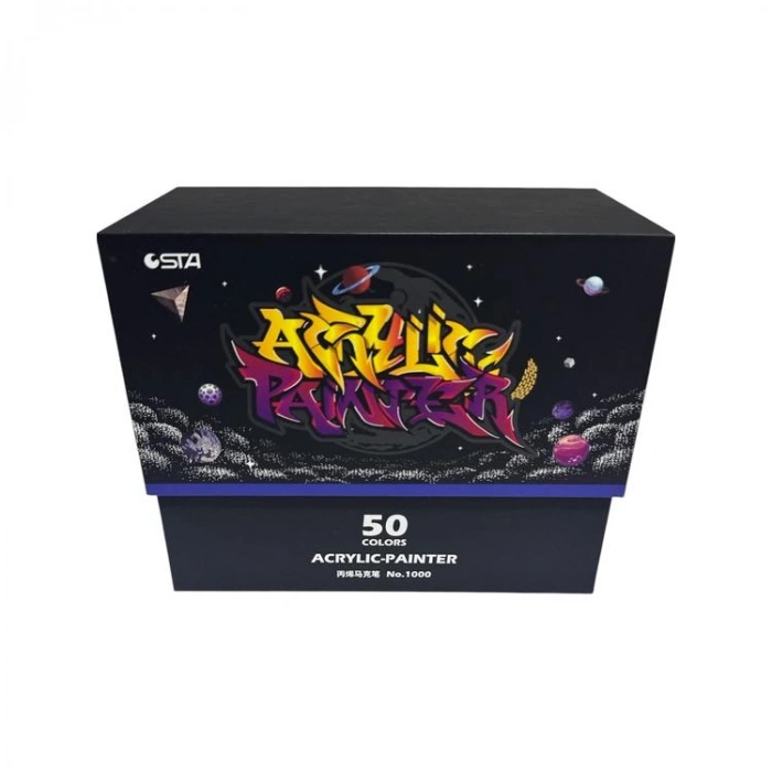 STA 100050 AKRİLİK MARKER KALEM SETİ 2mm UÇ  50Lİ (RENK) KUTULU