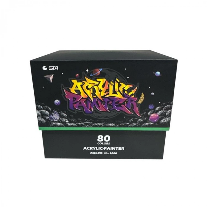 STA 100080 AKRİLİK MARKER KALEM SETİ 2mm UÇ  80Lİ (RENK) KUTULU
