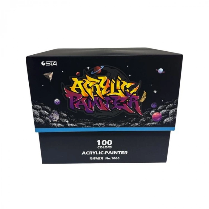 STA 1000100 AKRİLİK MARKER KALEM SETİ 2mm UÇ  100LÜ (RENK) KUTULU