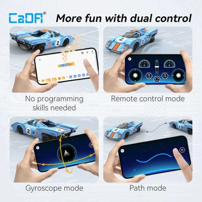 VAGONLIFE CADA C51076W AZURE FIRTINASI YARIŞ ARABASI 2.4Ghz DUAL MODE CONTROL 1:20 266 PARÇA BLOCK OYUNCAK 6+