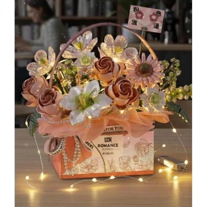 VAGONLIFE LOZ 1951 LEDLİ PEMBE GÜL BUKETİ 1212 PARÇA BLOCK OYUNCAK 15+
