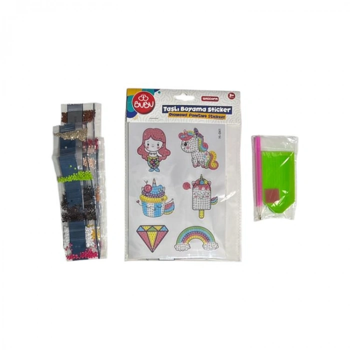 BU-BU AC0017 TAŞLI BOYAMA STICKER SETİ UNICORN DESENLİ  3+