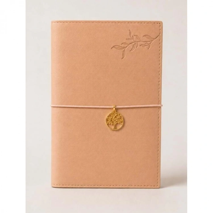 VICTORIAS JOURNALS CHARM HAYAT AĞACI 126-2746 VEGAN DERİ KAPAK 13X18 cm 100 gr. 96 YP. KREM ÇİZGİLİ DEFTER PASTEL PEMBE